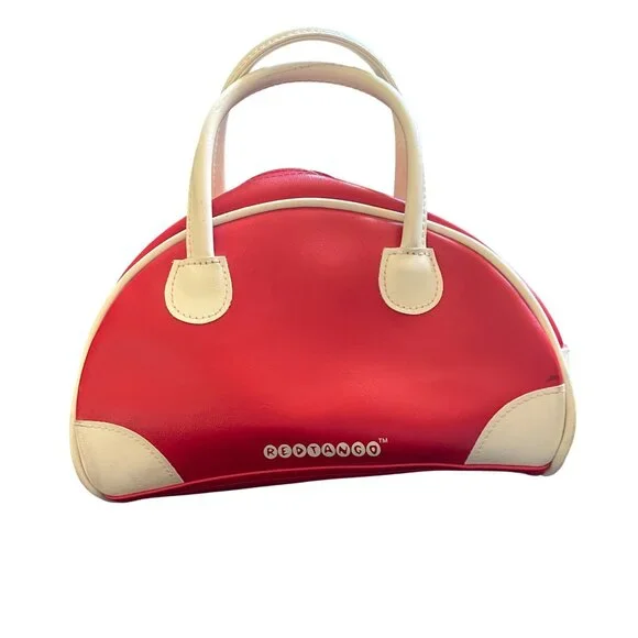 Red Tango by Tokyo Bay Retro Vintage Mini Bowling Bag Women's Red/White Cat - Picture 3 of 9